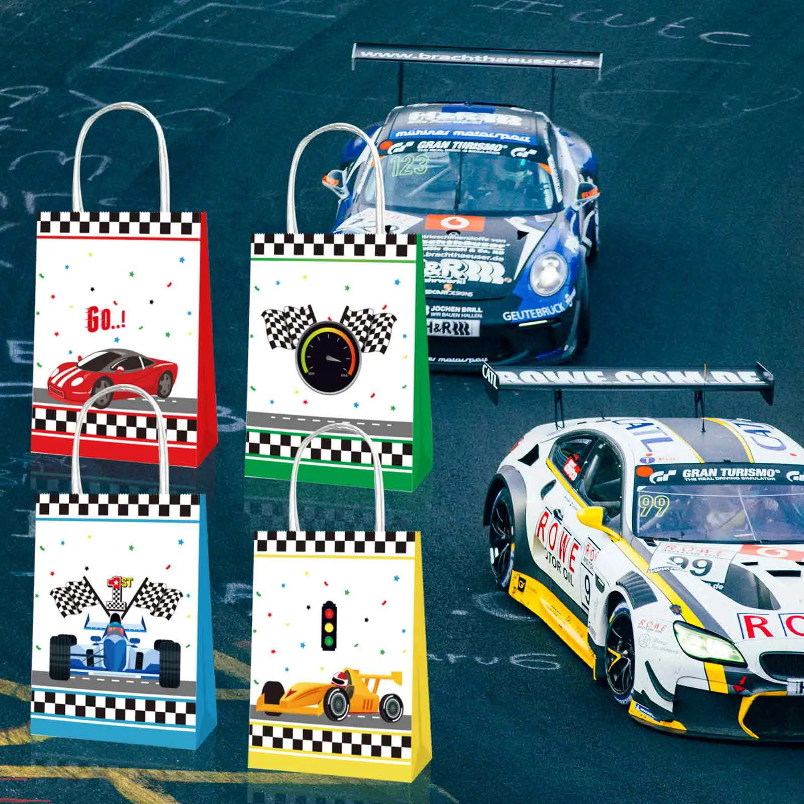 12 PCS Racing Car Paper Bags(Diagram2) 12 PCS Racing Car Paper Bags(Diagram2)