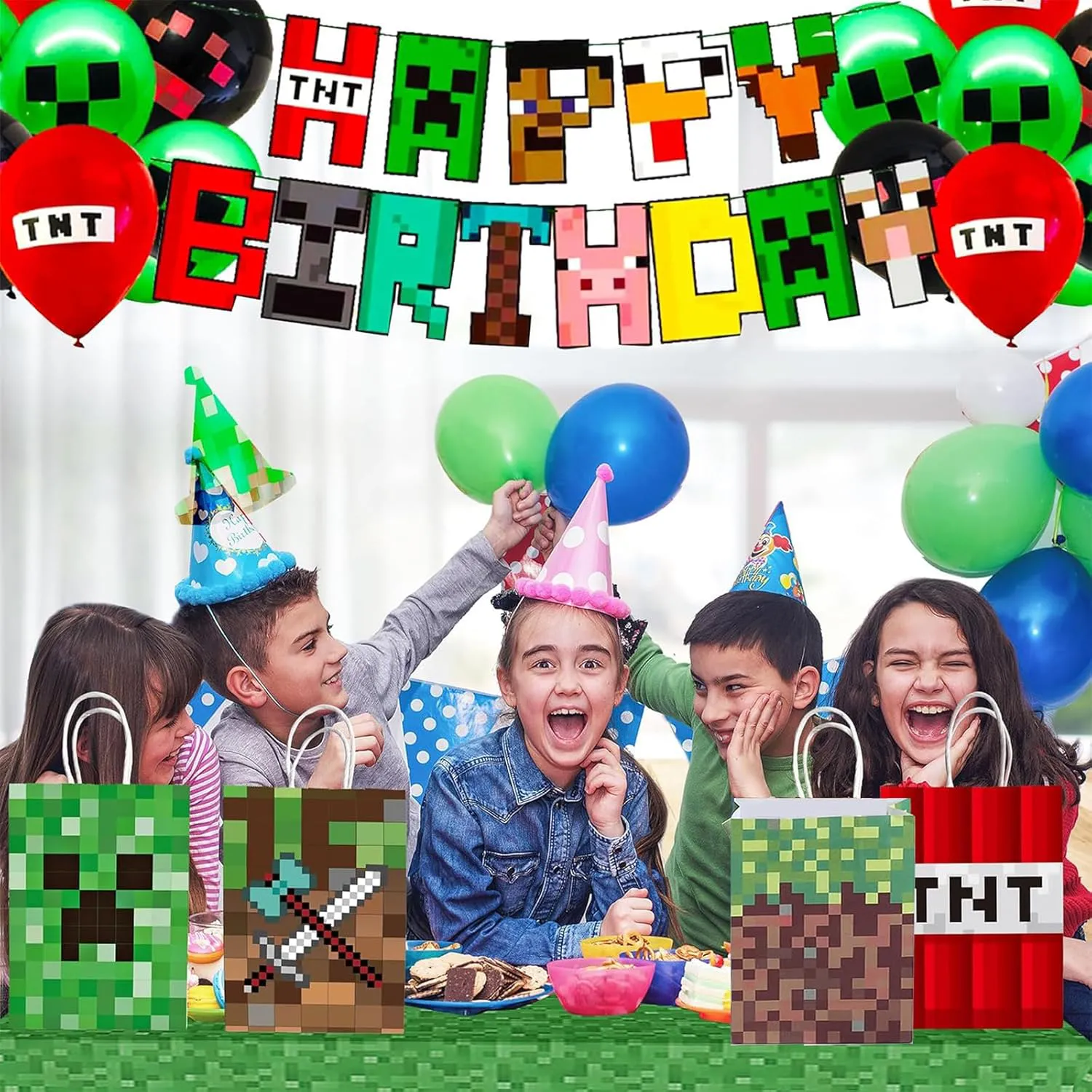 24 PCS Minecraft game theme Paper Bags(Diagram2) 24 PCS Minecraft game theme Paper Bags(Diagram2)
