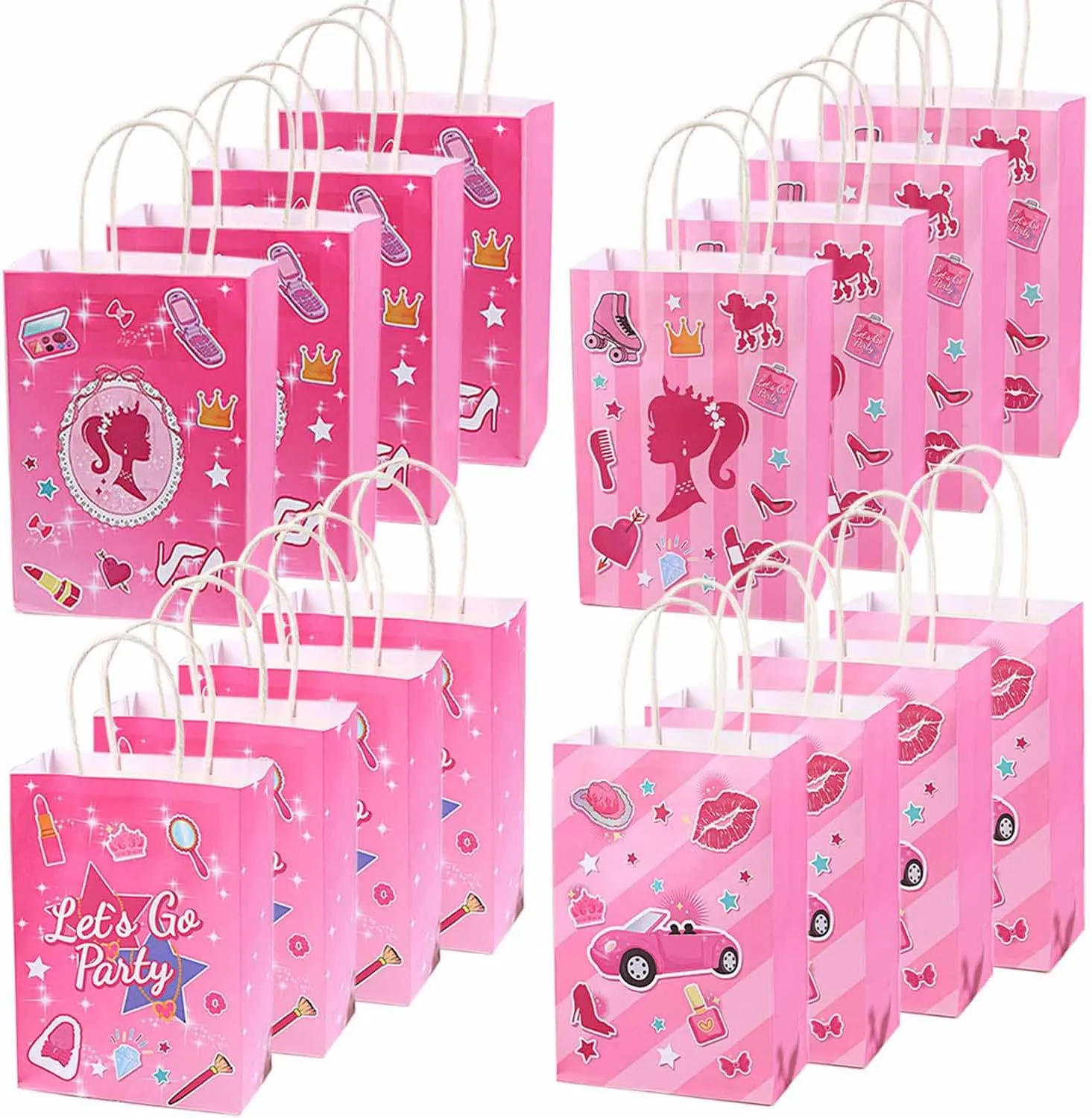 16 PCS Pink Gift Bags for girls