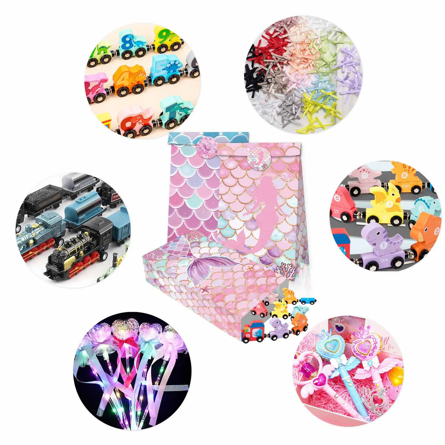 12 PCS Mermaid Pattern gift Bags(Diagram2) 12 PCS Mermaid Pattern gift Bags(Diagram2)