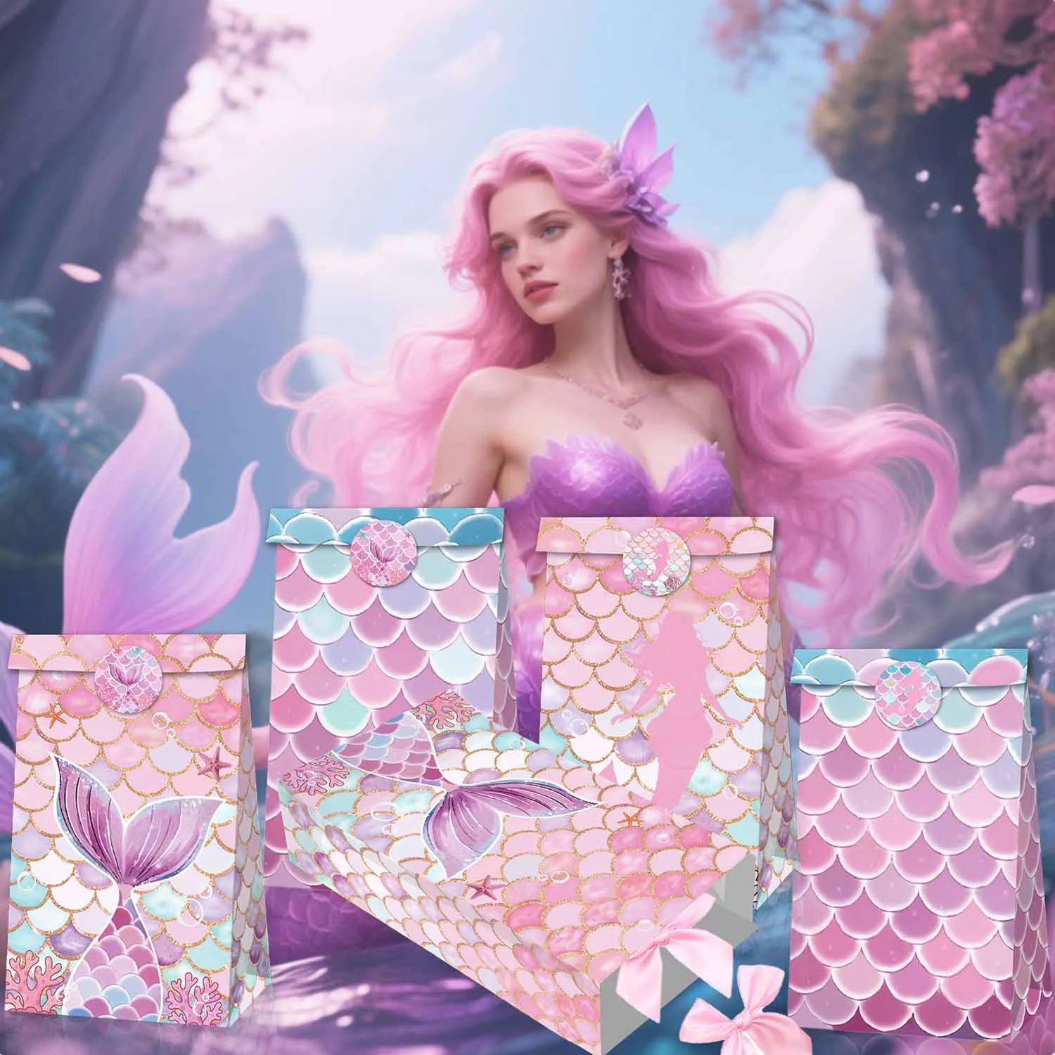 12 PCS Mermaid Pattern gift Bags(Diagram3) 12 PCS Mermaid Pattern gift Bags(Diagram3)
