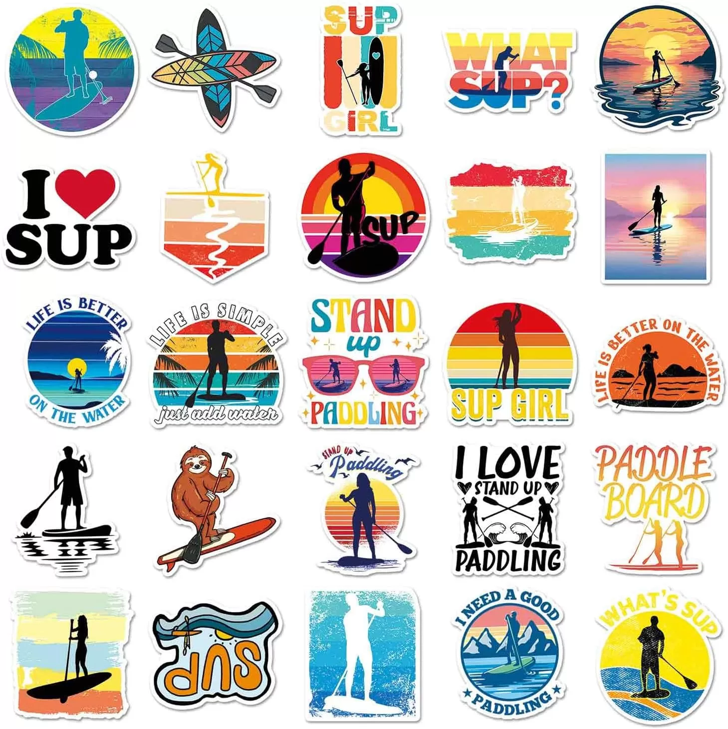 50 PCS Standing Paddleboard Stickers