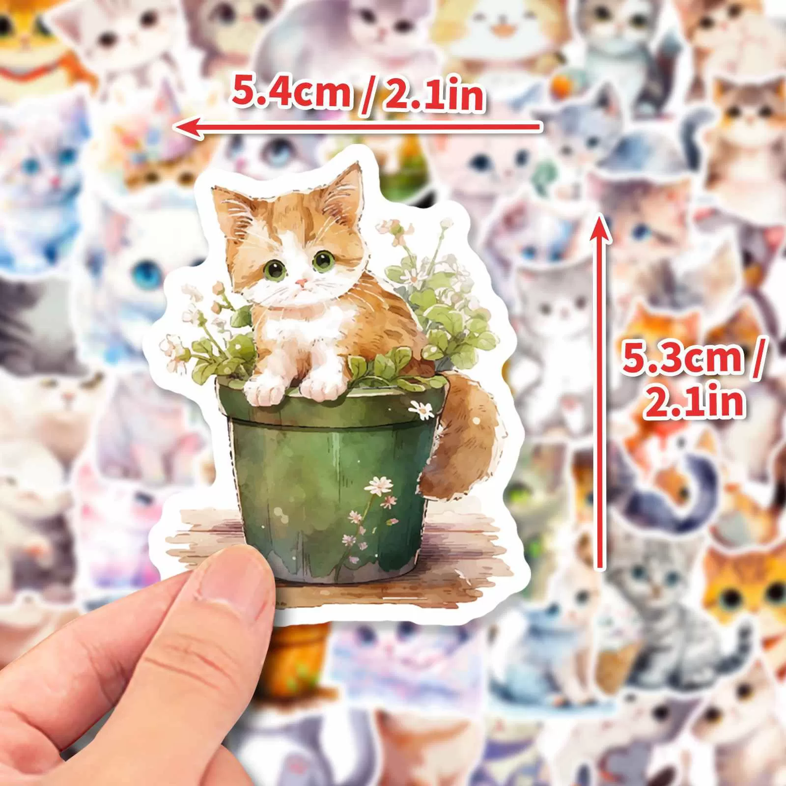 JIELEN 50 PCS Watercolor Bonsai Kitten Stickers(Diagram1) JIELEN 50 PCS Watercolor Bonsai Kitten Stickers(Diagram1)