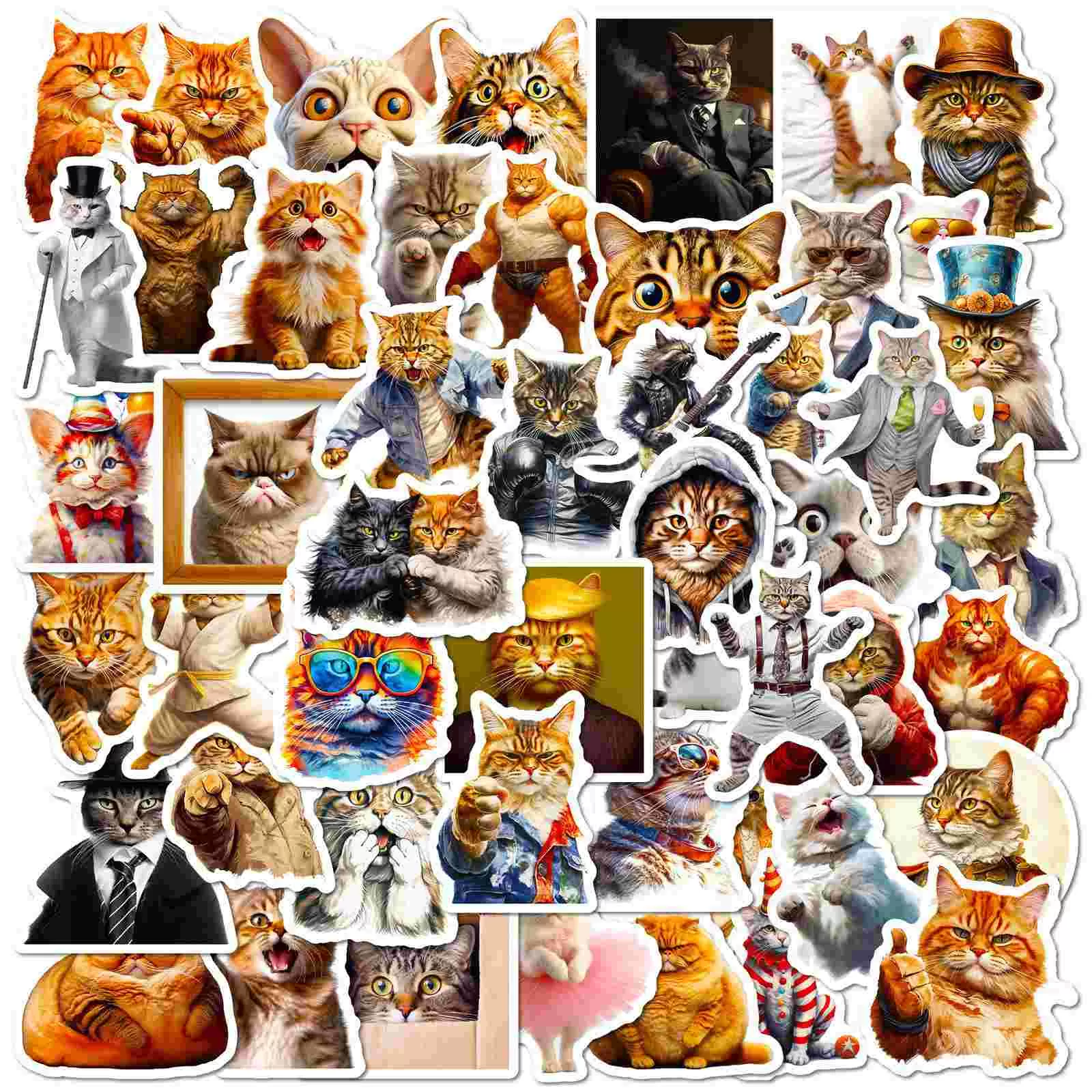 JIELEN 50 PCS Dressed Cat Stickers